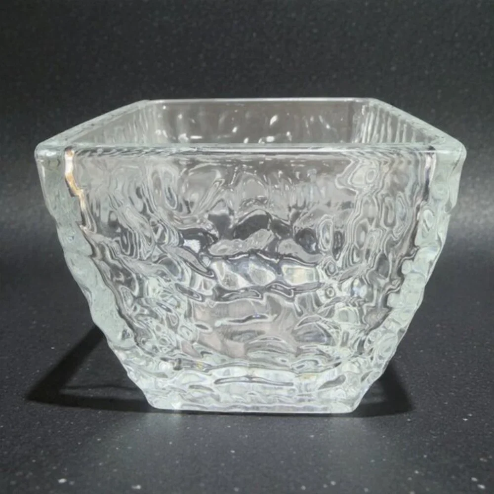 Disaronno Amaretto Rippled Italian Square Clear Dish Bowl Set 2 Bowls Dishes VTG
